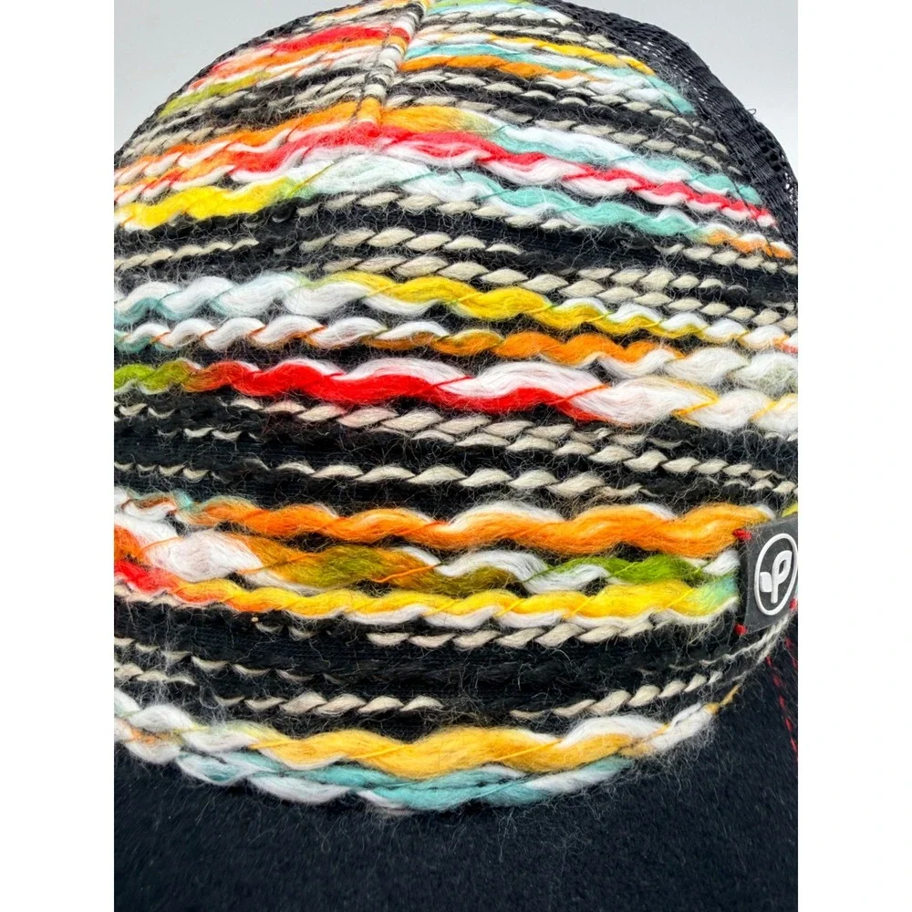 Pistil Trucker Hat Womens OS Black Multicolor Knit Wool Blend Mesh Snapback